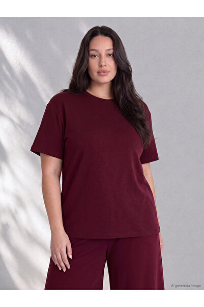LC Waikiki Nevavm Farkıyla Lcw Curve Bordo Interlock Plain Standard & Regular...