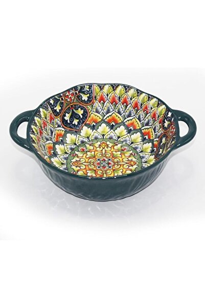 Yelajoy Boho Ceramic Serving Bowls with Handles, 40 oz Large Serving Dishes f...