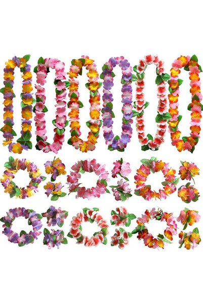 JOYZZZ Hawaiian Wreath Headband, 24 Pcs Vibrant Lei Headpiece with Adjustable...