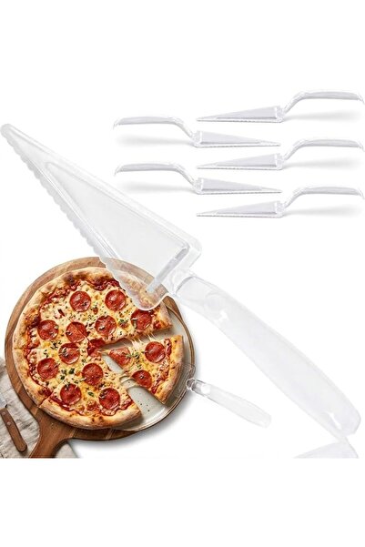 SYOSI Clear Disposable Pizza Pie Server, Plastic Cake Cutter, Triangle Slicer...