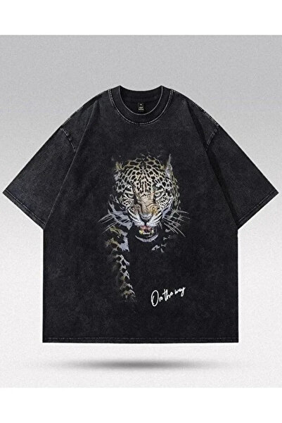 JANTIL MODA Washable Vintage Black Oversize Leopard and "On the Way" Printed ...