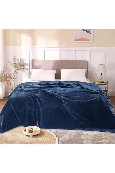 Vinnatsu Fleece Blankets Queen Size Navy Blue Throw Blankets for Bed, Luxury ...