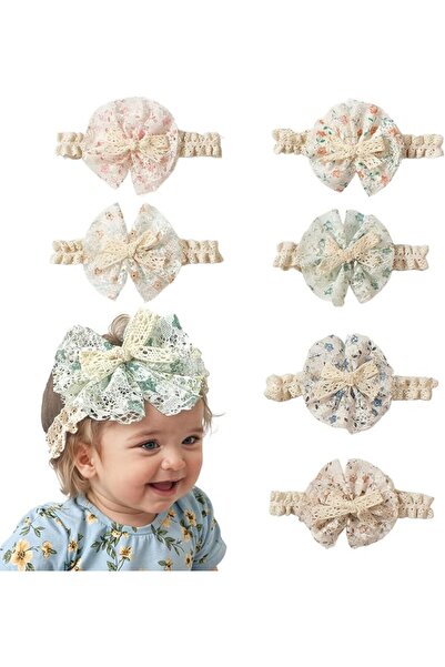 SYOSI 6 Pcs Soft Lace Headbands for Baby Girls, Stretchy No-Slip Bow Headwrap...