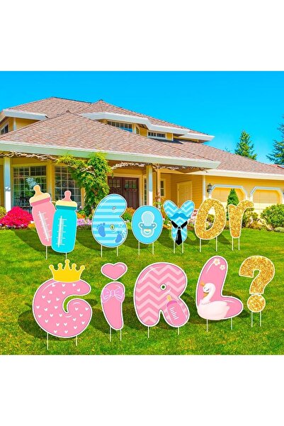 Generic Gender Reveal Yard Signs with Stakes, Gender Reveal Party Decorations