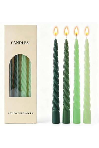 THE WHITE SHOP Candle 10 Inch Spiral Morandi Color Taper Candles 4 Pack