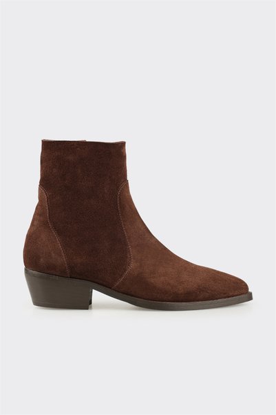 Elle Shoes Kahve Deri Kadın Western Bot