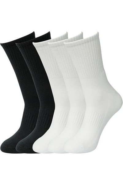GENERAL 5 Pairs Cushioned Crew Cotton Socks for Men Women