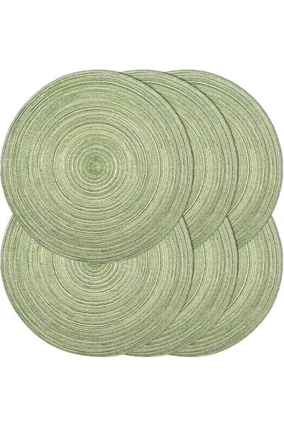 Generic Round Braided Placemats 15 Inch Round Table Mats Set of 6 for Dining ...