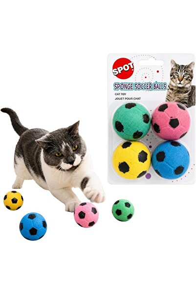 Spot كرات قدم إسفنجية أخلاقية للقطط، عبوة من 4 قطع