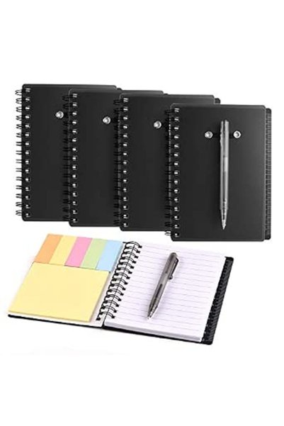 Spiraleaf Spiral Notebook, 4 Pack, 1 Subject, A6 Steno Pocket Notepad with Pe...