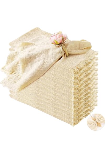 Generic 12PCS Handmade Cloth Napkins with Fringe,Napkins Bulk Cloth Cotton So...