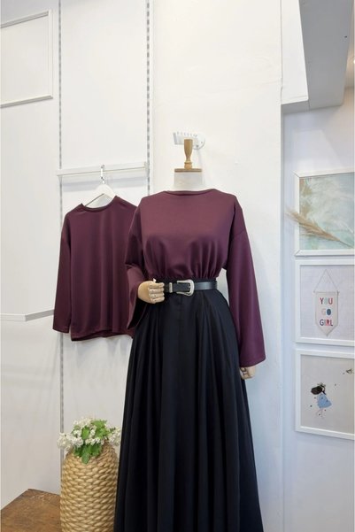 fayaboutique.com Mürdüm Modal Kumaş Bluz