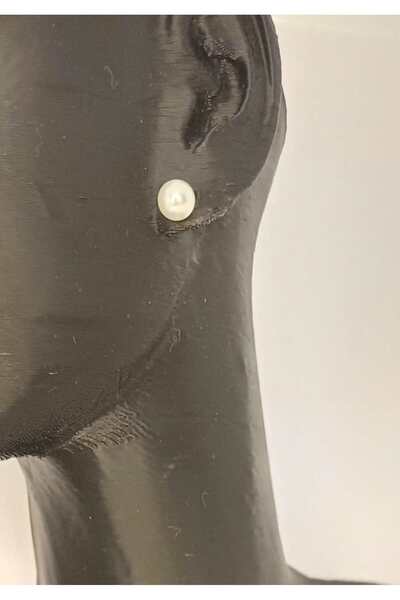 Kadın Beyaz İnci Vidalı Top Küpe Tektaş Minimalist Şık Küpe