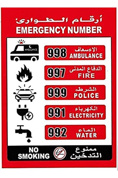 Generic EMERGENCY NUMBER STICKER 21X30 1PC
