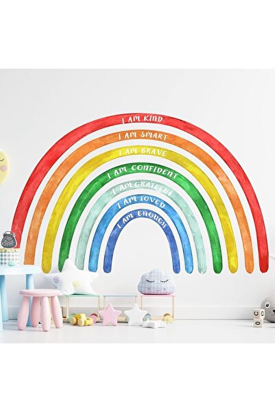 GENERAL Tinideya Large Watercolor Rainbow Wall Stickers Decal, 77" x 47'', Br...