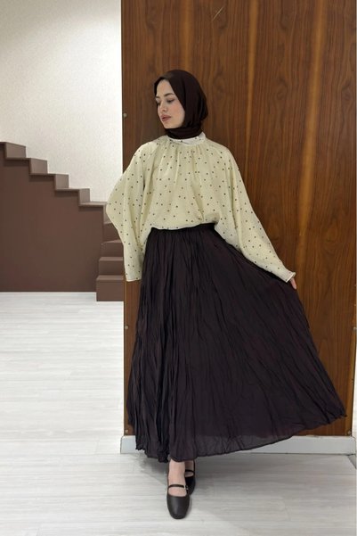fayaboutique.com Acı Kahve Crush Vual Keten Etek