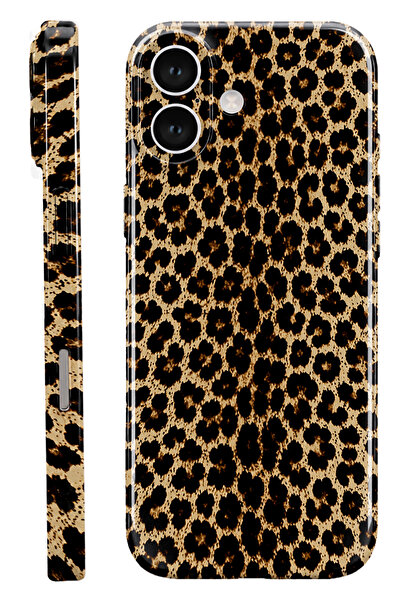 WANNA PROTECT iPhone 17 Golden Leopard Protect Slim Parlak Tam Kaplayan Baskı...