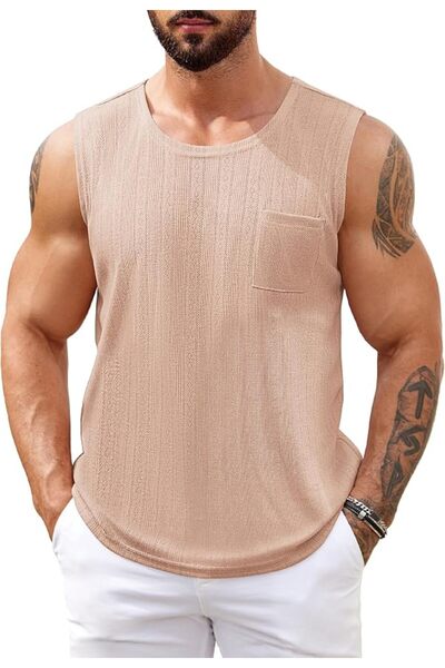 GENERAL COOFANDY Men's Knit Tank Tops Casual Sleeveless T Shirts Beach Tank S...