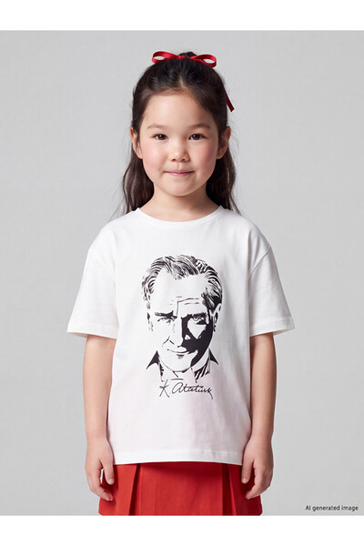 LC Waikiki Esvab • Modern & Distinctive Ataturk Printed Girls' T-Shirt