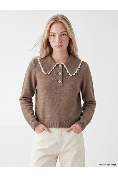 LC Waikiki Bebe Roba Collar Wool Blend Women's Knitwear Sweater for Style See...