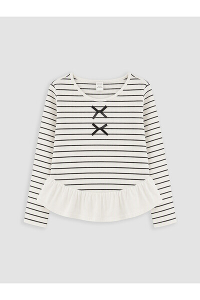 LC Waikiki Zero Roba Collar Striped Girl's T-Shirt from Uzg Store for Style E...