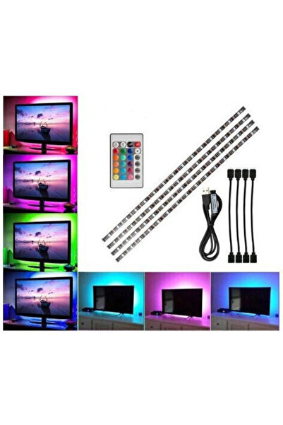 OEM Ταινία LED Τηλεόρασης USB 5V RGB Φως 4x50cm με Τροφοδοτικό & Τηλεχειριστήριο