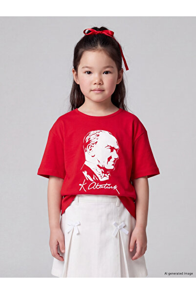 LC Waikiki Esvab • Modern & Distinctive Ataturk Printed Girls' T-Shirt