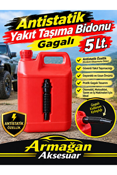 Antistatik Yakıt Taşıma Bidonu Gagalı 5 Lt.