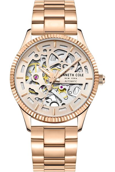 Kenneth Cole New York ساعة أوتوماتيكية نسائية من الفولاذ المقاوم للصدأ مقاس 3...