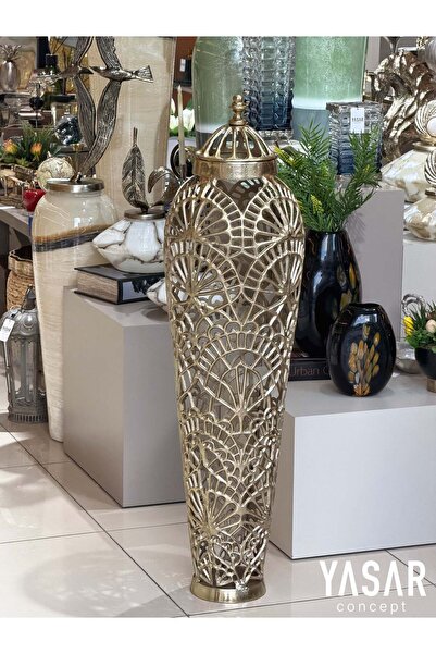 YASAR CONCEPT Lattice Mega Metal Yer Vazosu Gold 33x115 Cm
