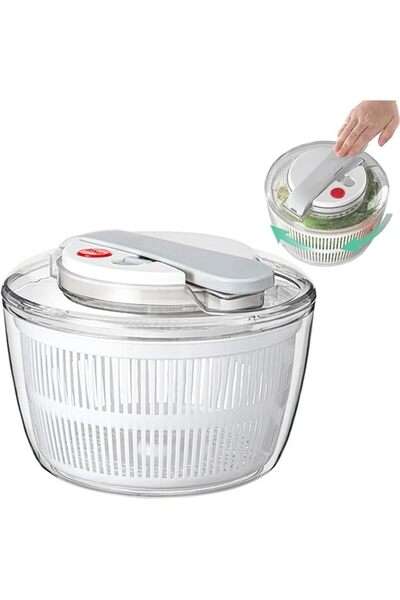 KASTWAVE جهاز تجفيف السلطة اليدوي مع زر إيقاف - مجفف الخس، غسالة الخضار والفو...