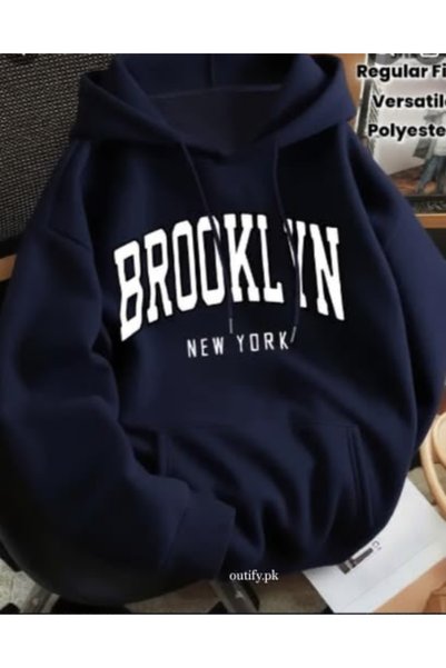 HAI COLLECTİON Brooklyn Baskılı Kapüşonlu Sweatshirt Oversize Unisex Siyah Ho...