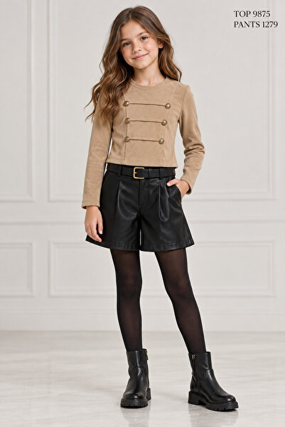 SETTY KOOP Girls' Long-Sleeve Top and Shorts Two-Piece Set