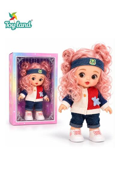 TOY LAND Kids Fashion Doll with Curly Hair, Headband, Casual Outfit & Shoes –...
