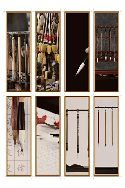 OEM Set 8 semne de carte cu tematica pensula de caligrafie, design artistic, ...