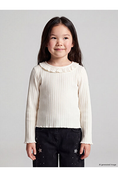 LC Waikiki Esvab • Modern & Distinctive Ruffle Collar Girls' T-Shirt