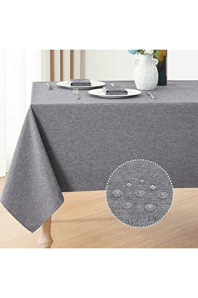 GENERAL Veblandy Faux Linen Rectangle Tablecloth Waterproof 52x70 inch Table ...