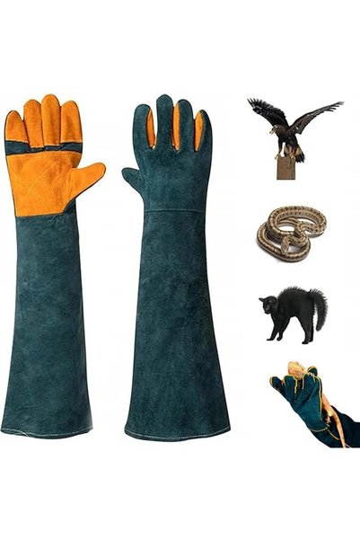 TERRIFI 23.6'' Leather Animal Handling Gloves, Multipurpose Pet Glove for Gra...