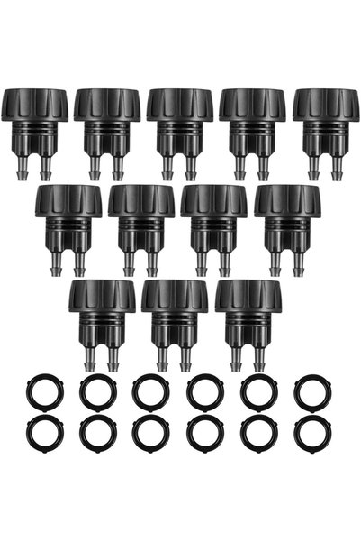 Generic 12 Pcs 1/4 Inch Drip Irrigation Hose Connectors to 3/4 Inch Garden Fa...