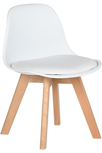 Generic 1 x Office Chair Kids Soft Seat PP Back White PU Fabric Solid Wood Le...