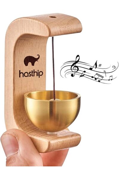 HASTHIP ®   جرس باب خشبي مع جرس نحاسي - جرس مغناطيسي للمتاجر، جرس رياح للباب