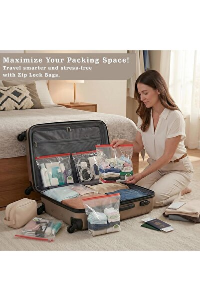Shalimar Zipper Lock Bags with Pull Tab (Reusable) Size (Small) Zipper Bags/Vegetable Bags/Freezer Bags/Multi-purpose Storage Bags, Set of 3 (45 Bags) Natural Color