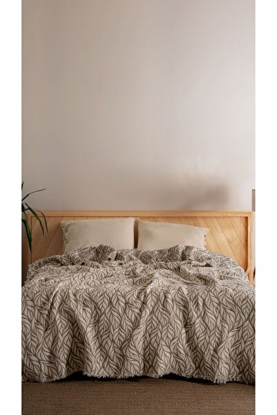 MYLASA HOME Πάπλωμα μουσελίνας με σχέδιο φύλλων, διπλό, 220x240 εκ., 100% βαμ...
