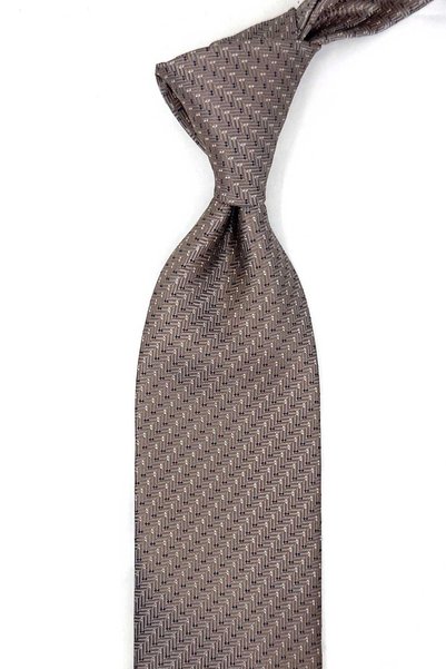 Kravatkolik Beige Dot Pattern Classic Tie with Handkerchief Kk14005