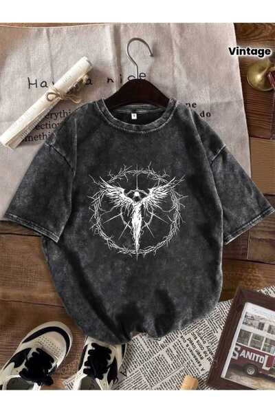Toum Gothic Grunge Printed Unisex Washable Vintage Oversize T-Shirt