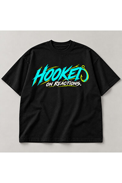 Neon Baskılı Siyah Oversize %100 Pamuk Bisiklet Yaka T-Shirt