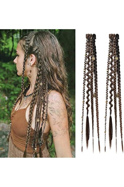 TERRIFI Clip in Braid Hair Extensions for Women, 19.7in Boho Dreadlock Braids...