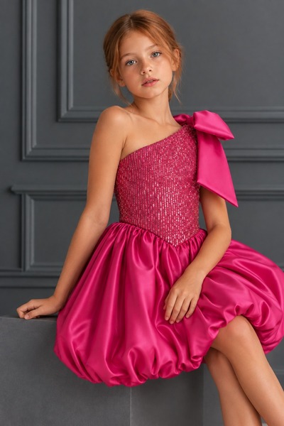 Laviella Kids Couture Kız Çocuk Pul Payet Detaylı Fiyonklu Tasarım Elbise