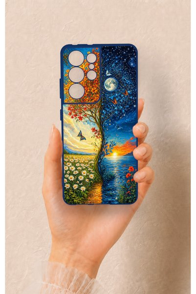 Vip Case Samsung S21 Ultra Compatible Silicone Case with Sky and Earth Pattern