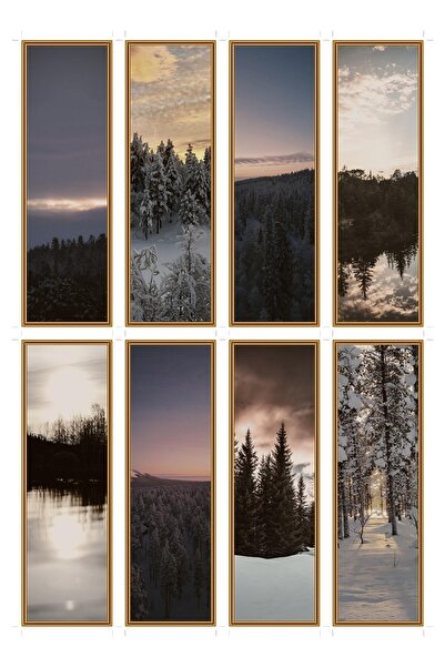 OEM Semne de carte set de 8 cu tema apusuri boreale, carton premium, design e...